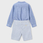 Completo bermuda e maglietta manica lunga in lino bambino<BR/> 