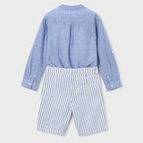 Completo bermuda e maglietta manica lunga in lino bambino<BR/> 