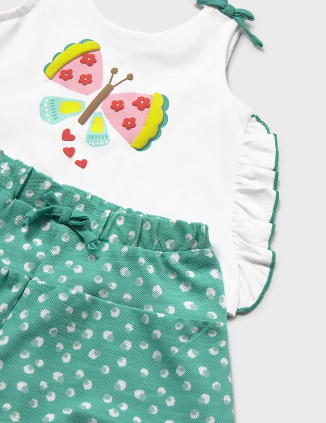 Completo pantaloncino stampato e maglietta neonata 