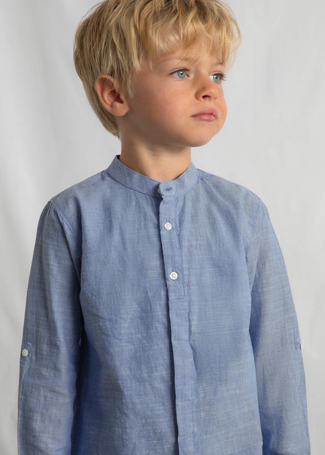 Completo bermuda e maglietta manica lunga in lino bambino<BR/> 