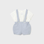 Completo pantaloncino con bretelle e camicia neonato 