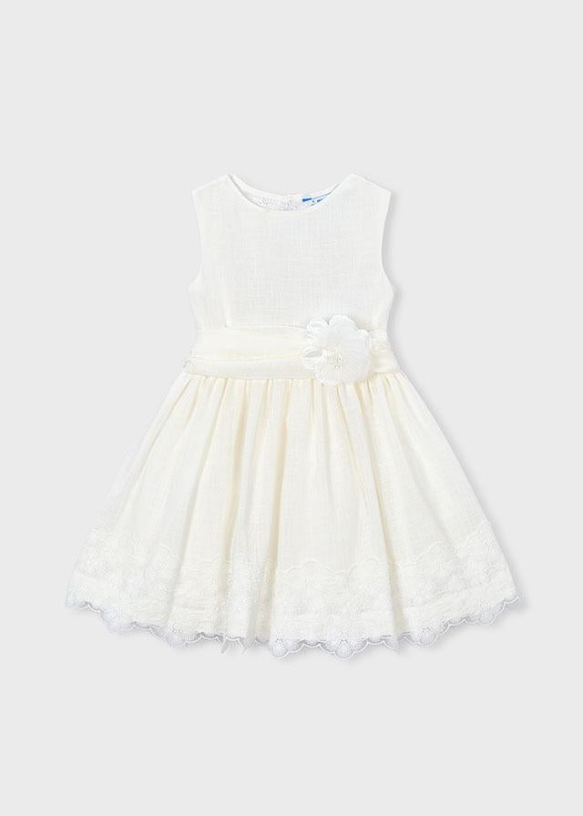 Vestito cerimonia con dettagli in pizzo bambina 