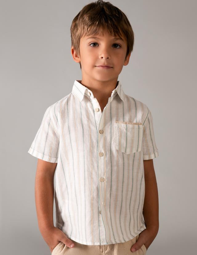 Completo bermuda e camicia in lino bambino 