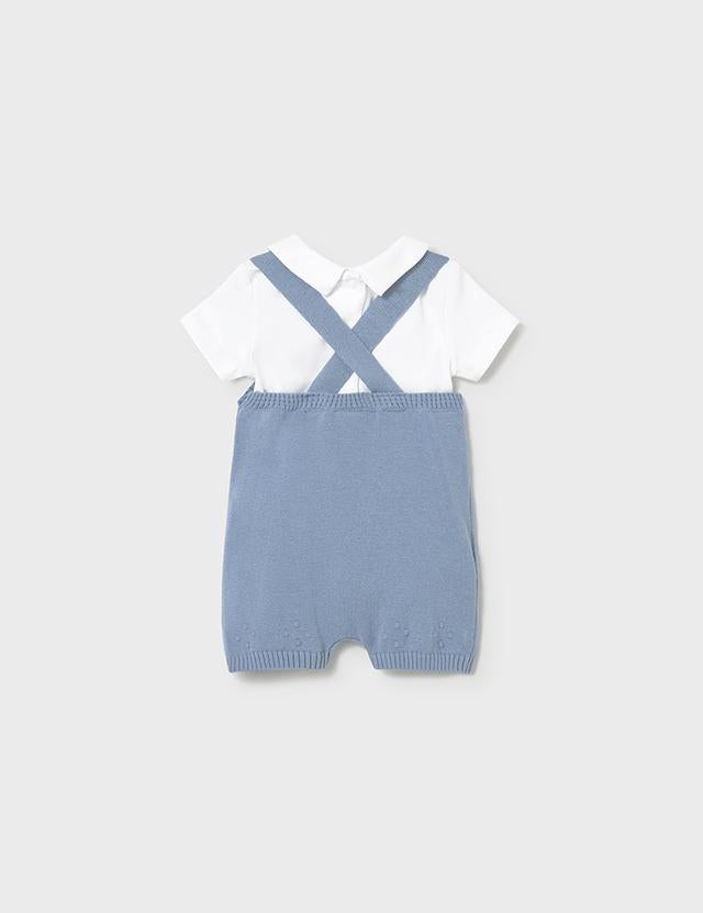 Completo salopette tricot body neonato 