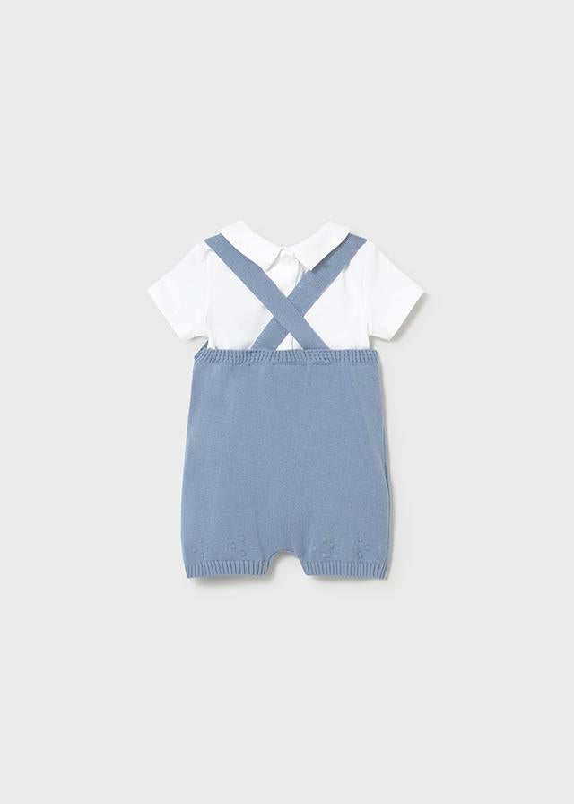 Completo salopette tricot body neonato 