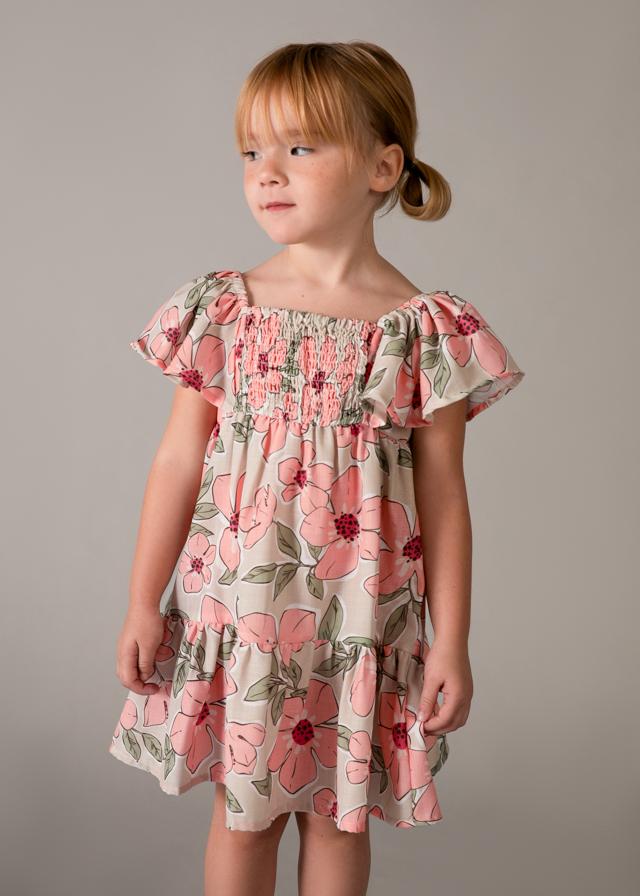 Vestito stampato nido d'ape bambina 