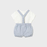 Completo pantaloncino con bretelle e camicia neonato 