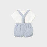 Completo pantaloncino con bretelle e camicia neonato 