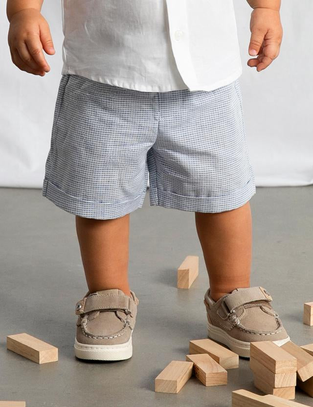 Completo pantaloncine e camicia in lino neonato 