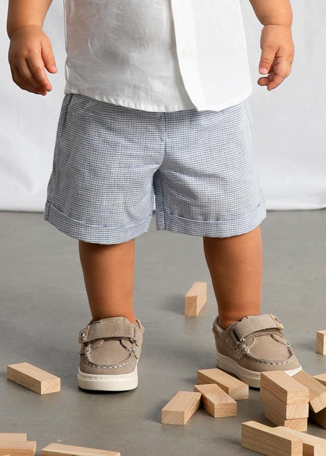 Completo pantaloncine e camicia in lino neonato 