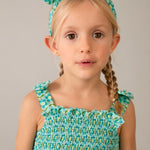 Vestito stampato con fascia abbinata bambina 