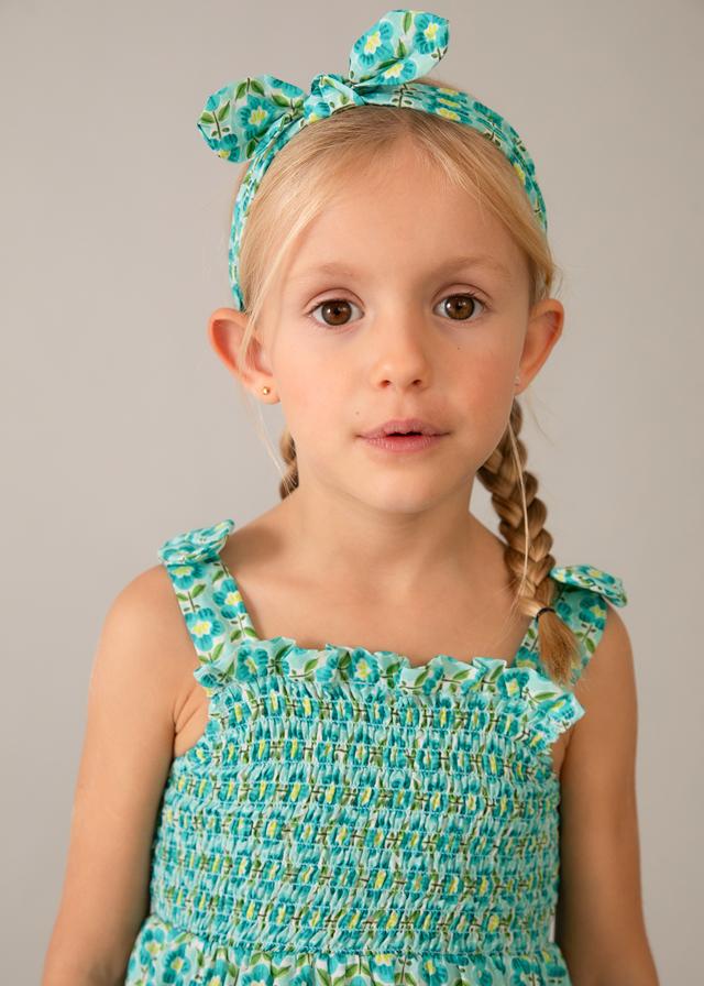 Vestito stampato con fascia abbinata bambina 
