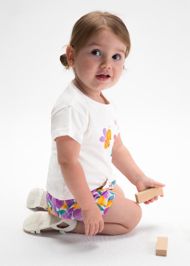 Completo 3 pezzi con pantaloncino neonata 