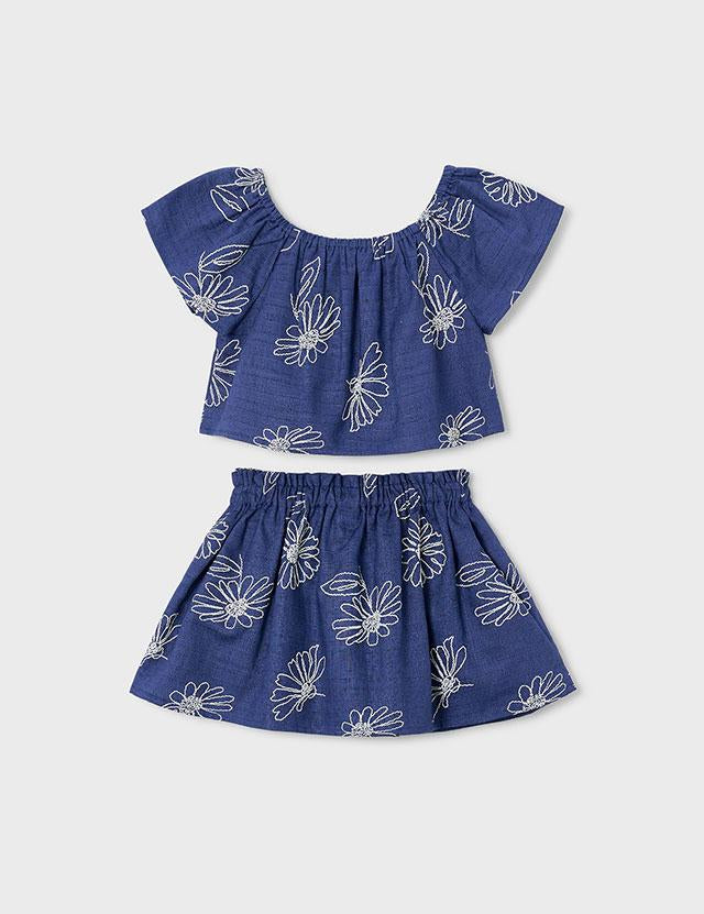 Completo gonna lino stampa bambina 