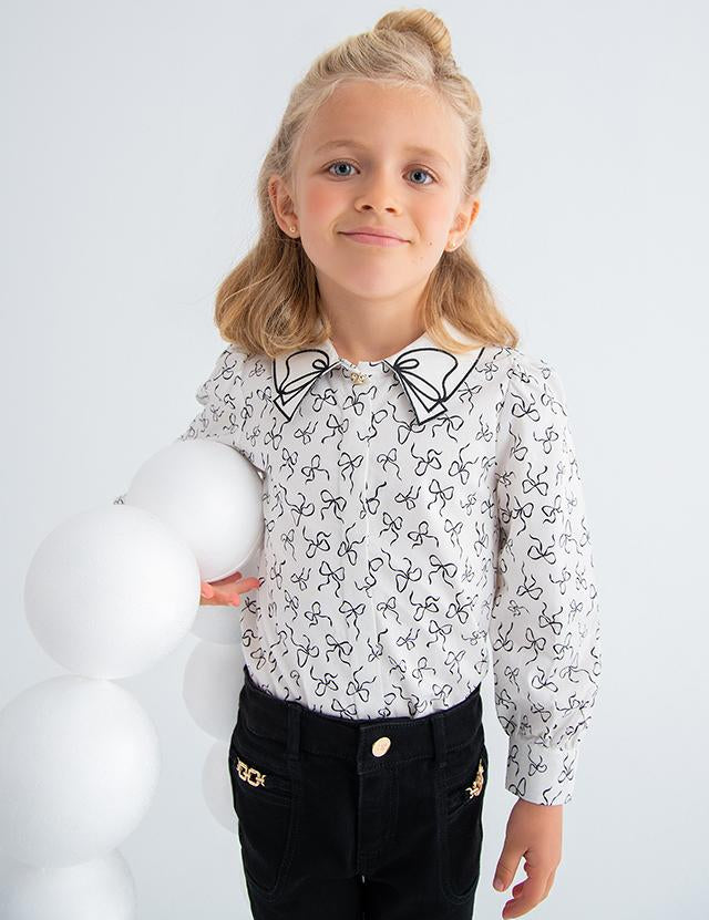 Blusa popelin satinato fiocco neonata Abel E Lula 