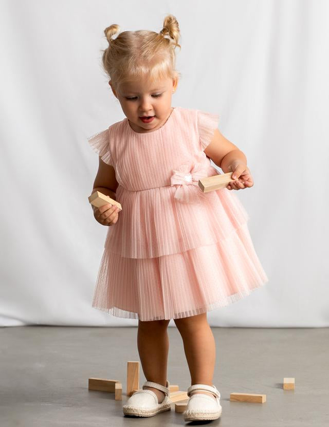 Vestito tulle plissettato neonata 