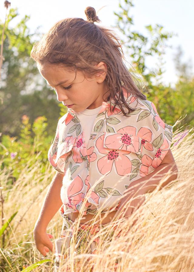 Blusa stampata con top bambina 