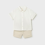 Completo pantaloncine e camicia in lino neonato 