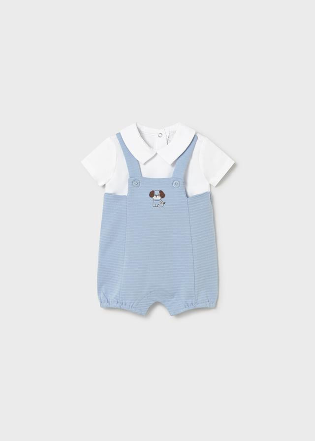 Pagliaccetto finta salopette neonato 