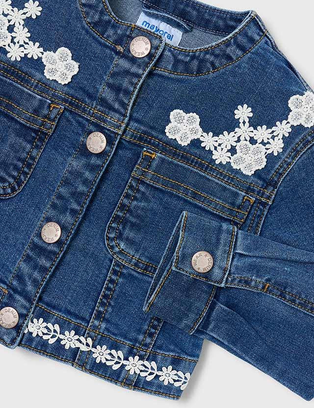 Giacca denim ricamata bambina 