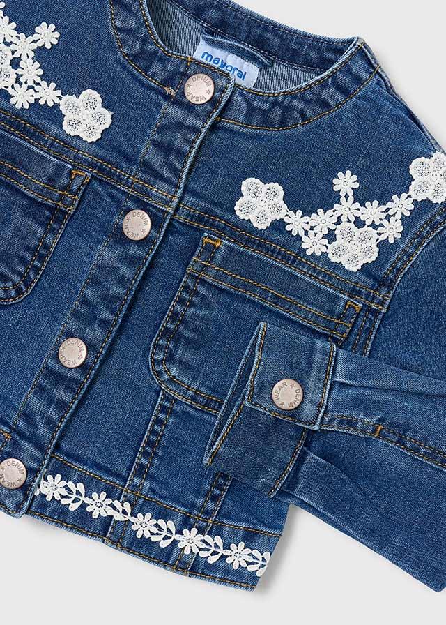 Giacca denim ricamata bambina 
