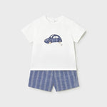 Completo pantaloncino e maglietta in lino neonato 