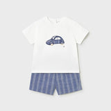 Completo pantaloncino e maglietta in lino neonato 