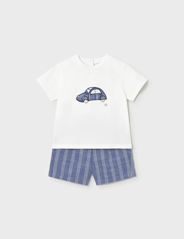 Completo pantaloncino e maglietta in lino neonato 