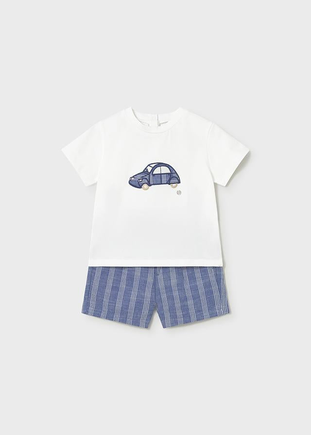 Completo pantaloncino e maglietta in lino neonato 