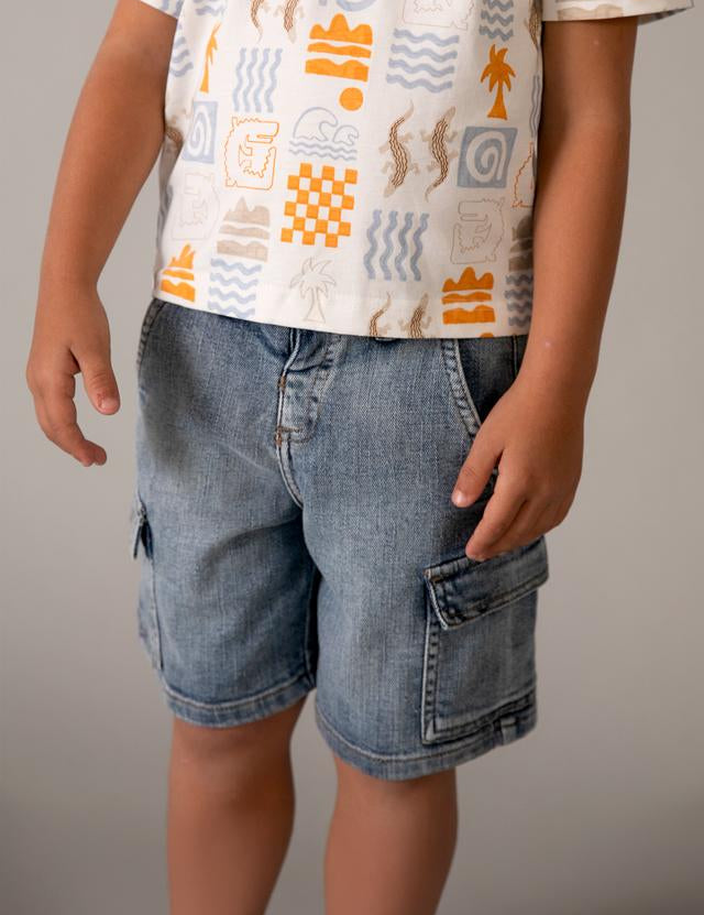 Bermuda denim cargo bambino 
