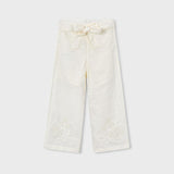 Pantalone in lino ricamato bambina 