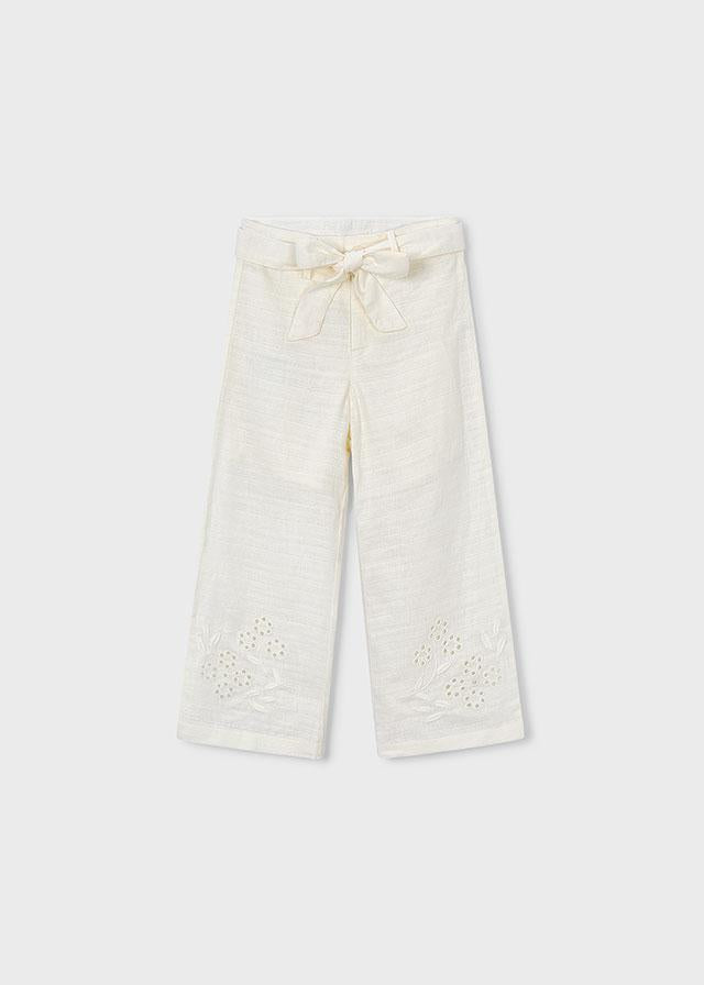 Pantalone in lino ricamato bambina 