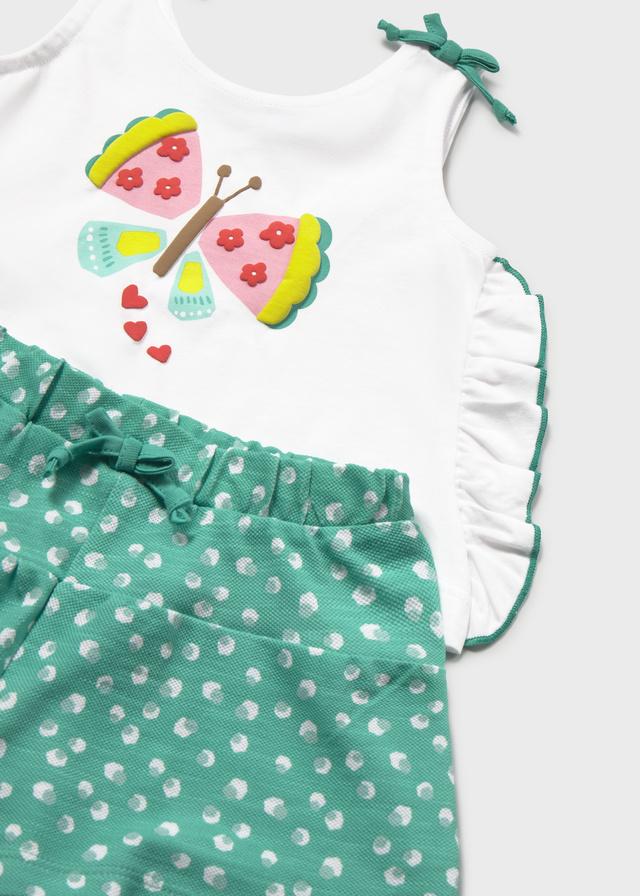Completo pantaloncino stampato e maglietta neonata 