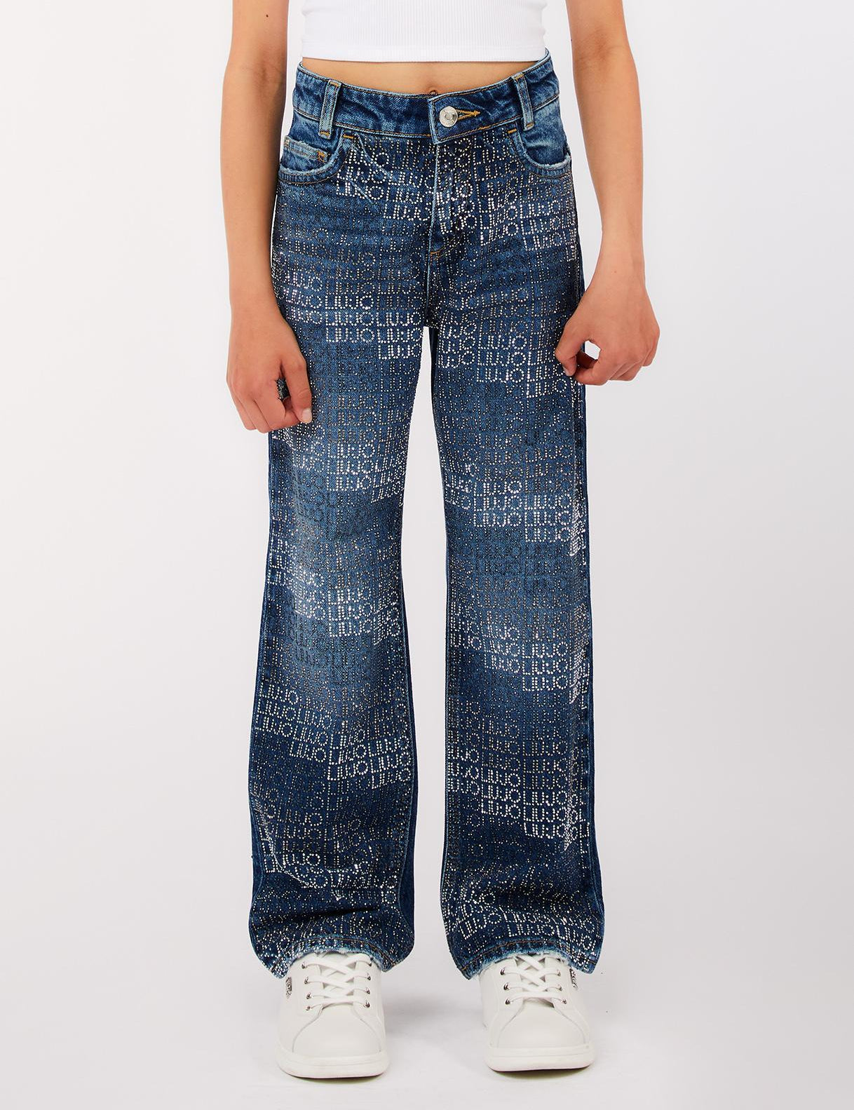 Jeans logato con strass ragazza LiuJo 