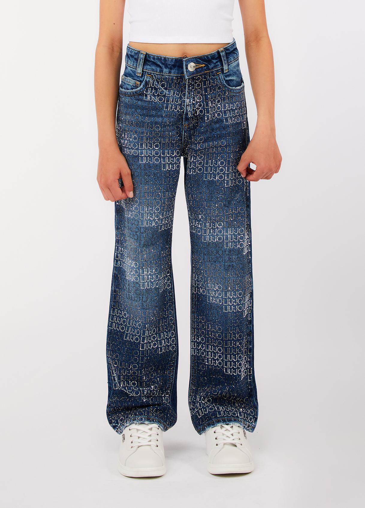Jeans logato con strass ragazza LiuJo 