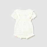 Completo salopette tricot e blusa neonata 