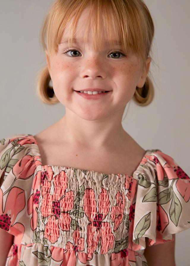 Vestito stampato nido d'ape bambina 