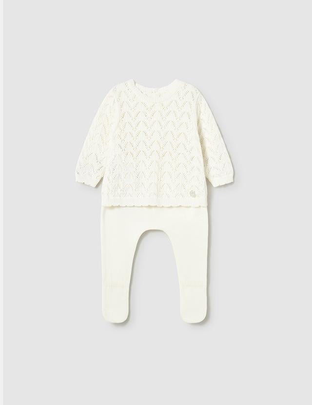 Completo ghettina e maglioncino tricot neonata 