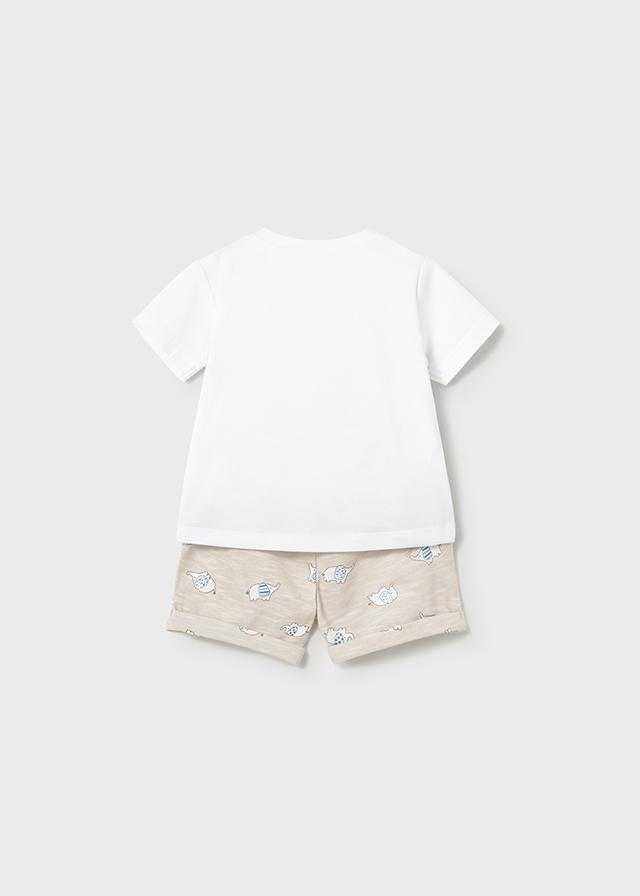 Completo 4 pezzi pantalone corto neonato 