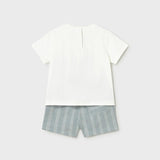 Completo pantaloncino e maglietta in lino neonato 