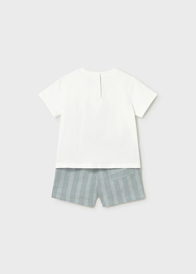Completo pantaloncino e maglietta in lino neonato 