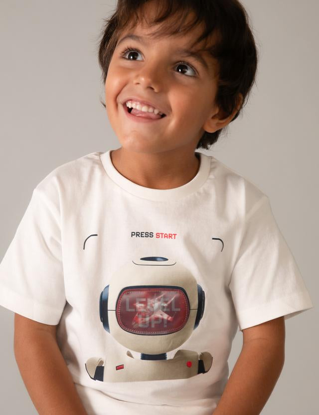 Maglietta interattiva robot bambino 