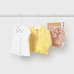 Completo 3 pezzi tricot neonata giallo 