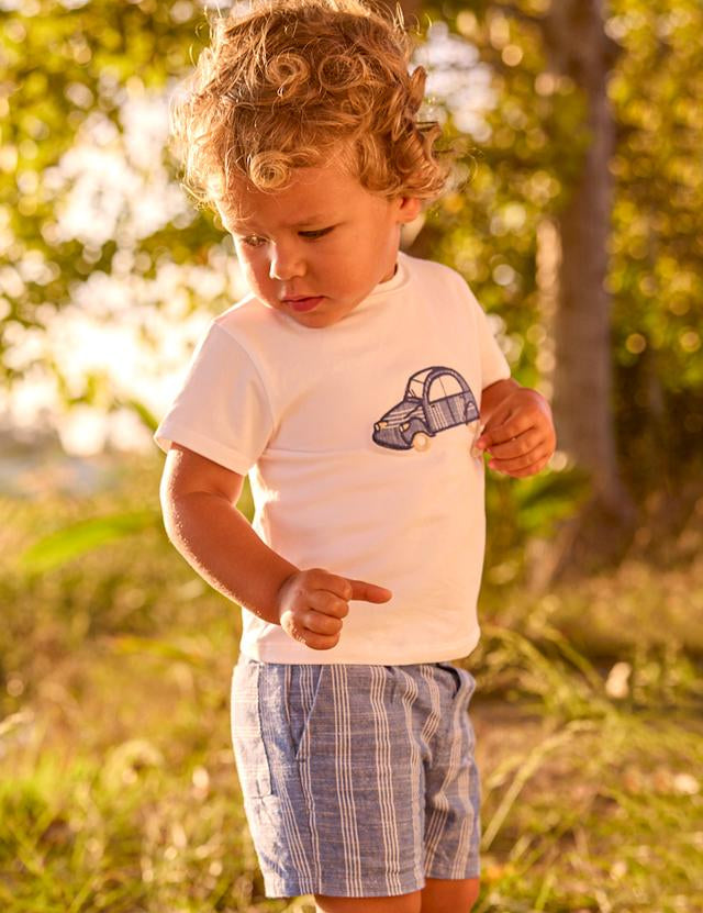 Completo pantaloncino e maglietta in lino neonato 