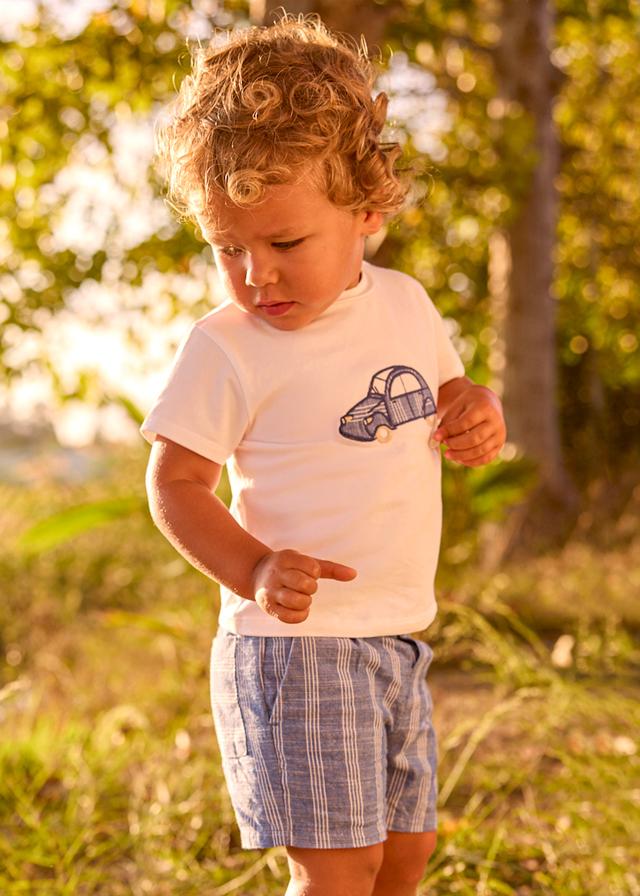 Completo pantaloncino e maglietta in lino neonato 