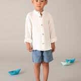 Camicia manica lunga bambula colletto alla coreana bambino 