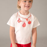 Completo shorts volant e maglietta stampata bambina 