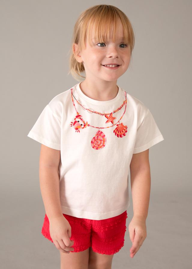 Completo shorts volant e maglietta stampata bambina 