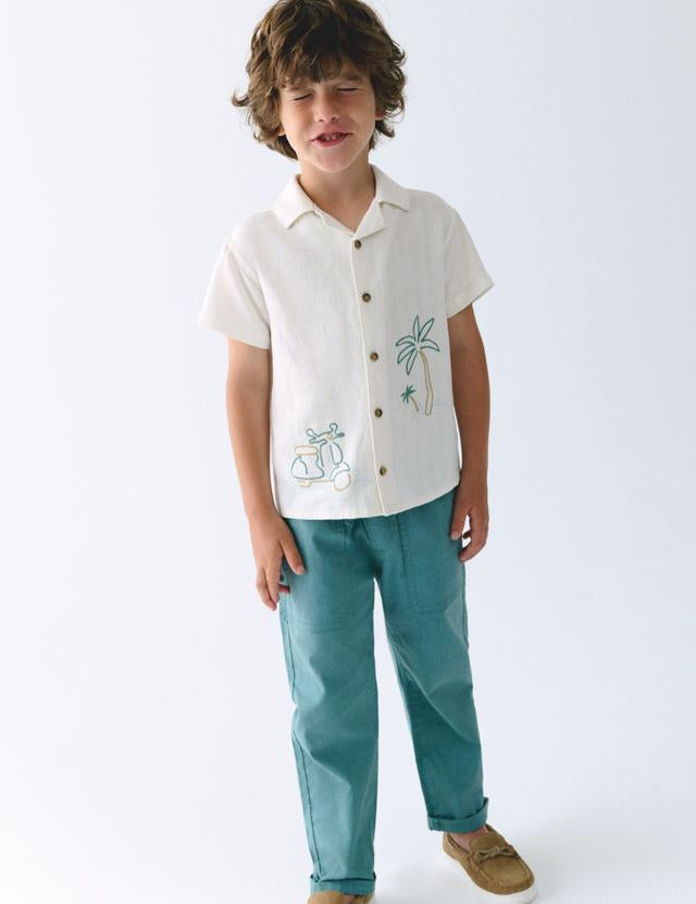 Pantalone lungo jogger in lino bambino 