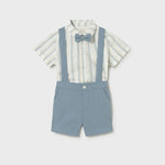 Completo pantaloncine e camicia con papillon neonato 